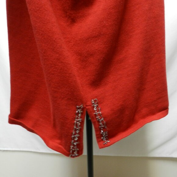 Quacker Factory Sequin Beaded knit red Christmas Sweater Top Size Sz XXXL 3X - Picture 10 of 11